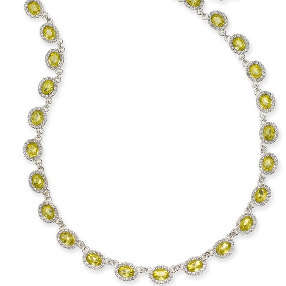 Peridot Rhinestone Birthstone Silver Necklace NWT - Picture 2 of 3
